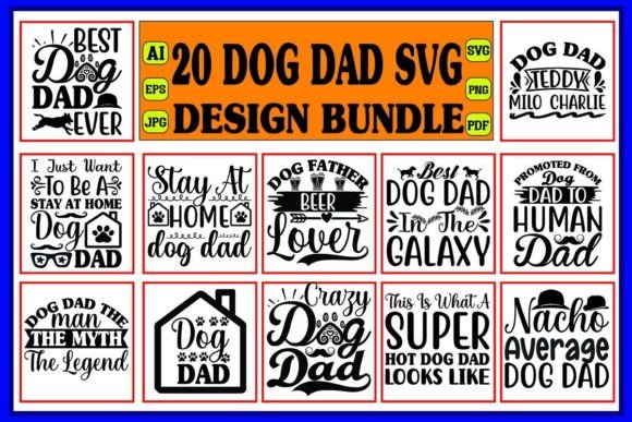 Dog Dad Svg Design Bundle.